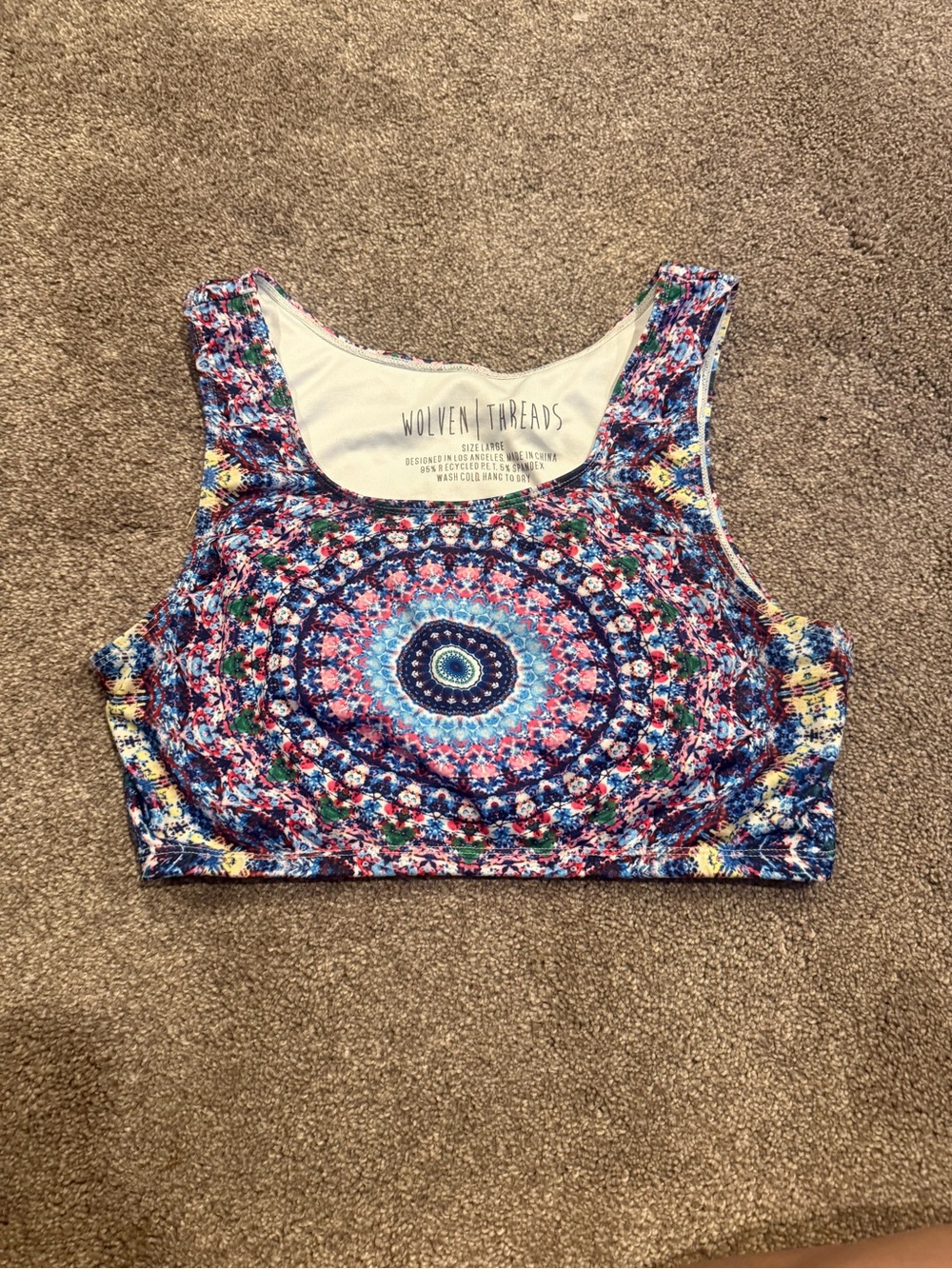 Wolven Threads Women's Multicolor Mandala Crop Top